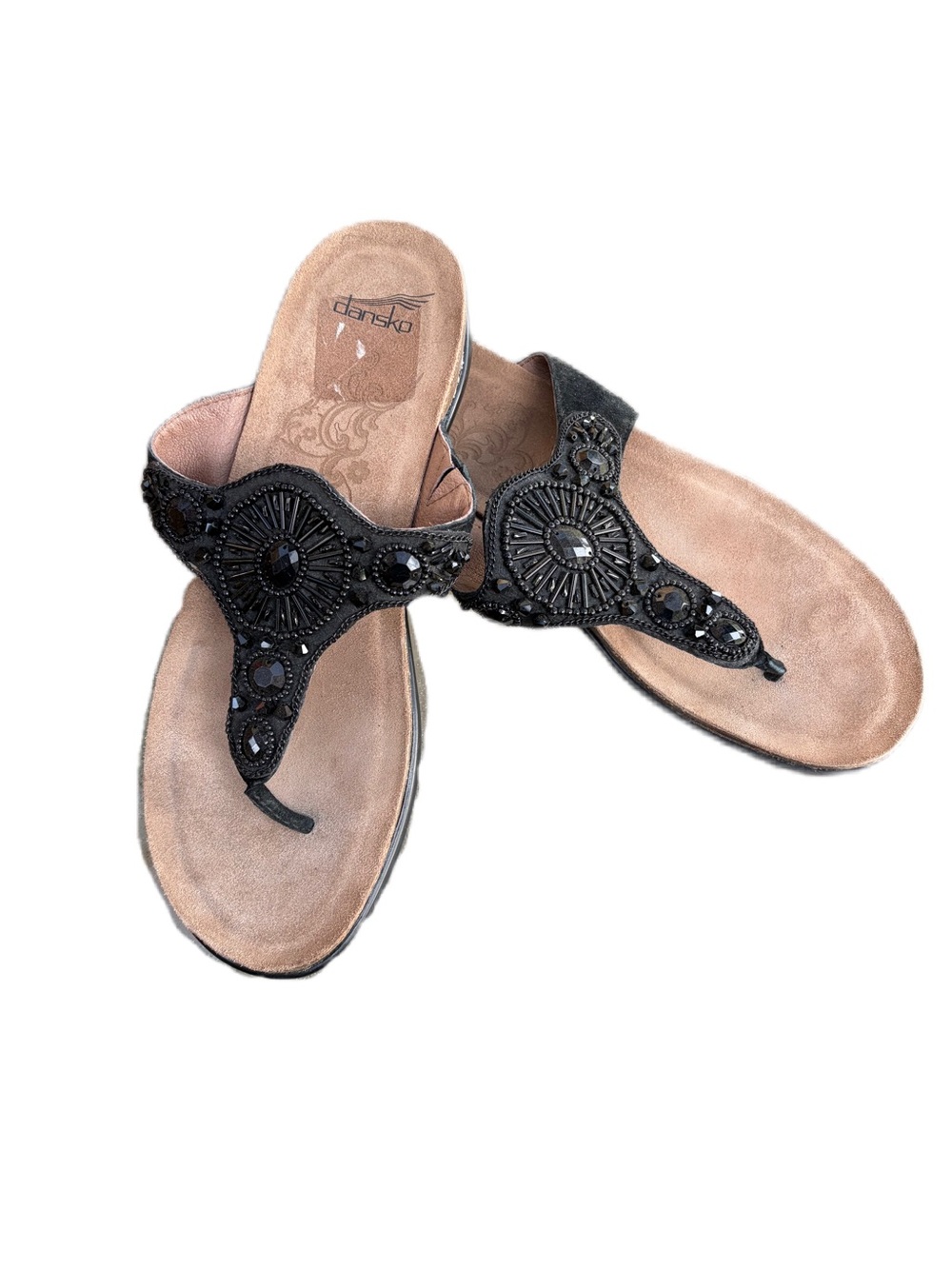 Dansko Black Beaded Thong Sandals - Decorative Comfort